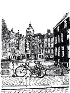 Zeichnung Innere Stadt Amsterdam Niederlande