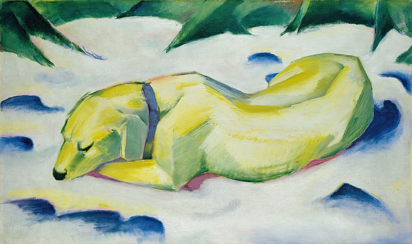 Dog Lying in the Snow (ca. 1911) by Franz Marc by Peter Balan