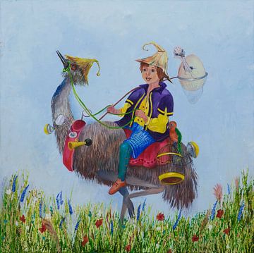 Boy on ostrich: Vogelaar by Anne-Marie Somers