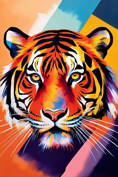 Bunter abstrakter Tigerkopf von Art & Soul Creations