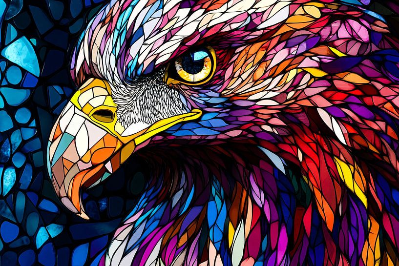 Colourful abstract eagle portrait by Imperial Art House