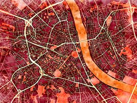 Map of Bonn with the style 'Amber Autumn' by Maporia