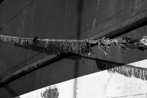 De visserijhaven in zwart wit