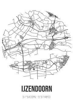 IJzendoorn (Gelderland) | Landkaart | Zwart-wit van MijnStadsPoster