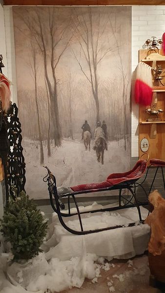 Riders in the snow in the Haagse Bos, Anton Mauve