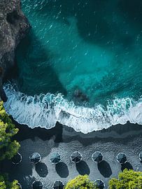 Black sand beach by haroulita