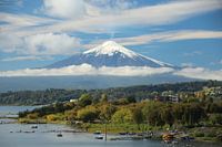 View of Lago and Volcán Villarrica in Chile, near Villarrica and Pucón