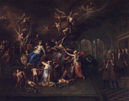 Hendrick Govaerts, verering van het portret van hoofdman Jan Karel de Cordes, 1713