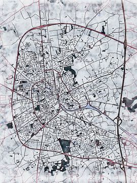 Kaart van Roeselare in de stijl 'White Winter' van Maporia