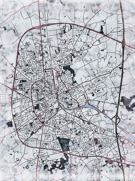 Karte von Roeselare im stil 'White winter' von Maporia