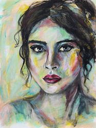 Kleurrijk abstract portret van een vrouw