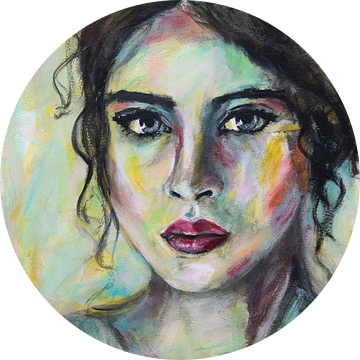 Kleurrijk abstract portret van een vrouw van Bianca ter Riet