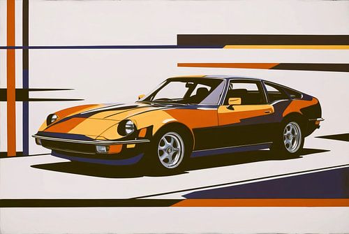 Retro auto in abstract ontwerp