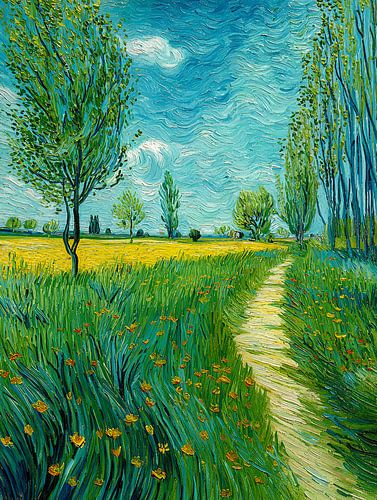 Sentier fleuri à travers les champs de Sommer