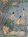 Landschaft mit badenden Frauen, Akt, Otto Mueller - um 1915 von Atelier Liesjes Miniaturansicht