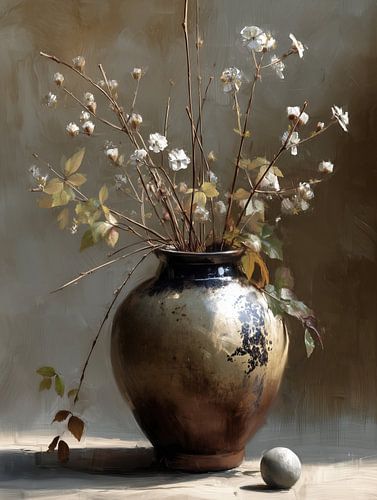 Vase mit Blumen | Whispering White Blooms