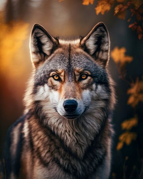 Loup dans une réserve naturelle. par AVC Art Studio