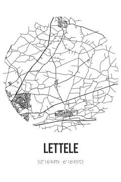 Lettele (Overijssel) | Landkaart | Zwart-wit van MijnStadsPoster