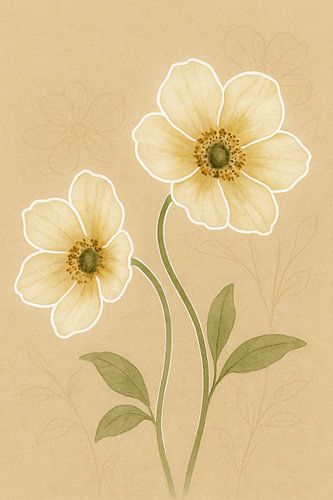 Fleurs minimalistes sur fond beige