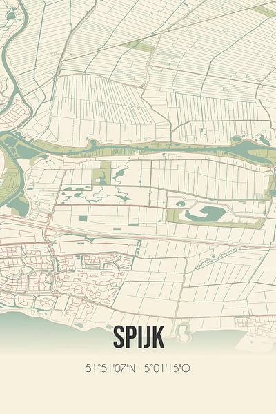 Vintage map of Spijk (Gelderland) by Prints of Place