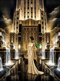 Le glamour de Gatsby : élégance et mystère près de la fontaine Art déco sur Max Steinwald
