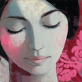 Gesloten Ogen | Roze Vrouw van Kunst Kriebels