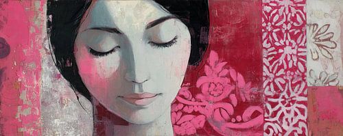 Gesloten Ogen | Roze Vrouw van Kunst Kriebels