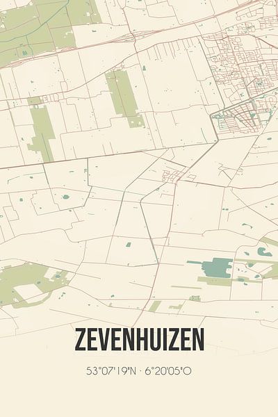 Vintage map of Zevenhuizen (Groningen) by Prints of Place