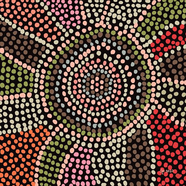 Radiant sun in dots by Go van Kampen