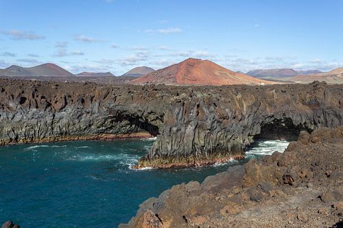 Rocky coast Los Hervideros in the southwest of Lanzarote