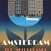 Amsterdam, vintage poster with canal houses in a tulip by Roger VDB