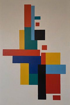 Geometric Abstraction in Primary Colours by De Muurdecoratie