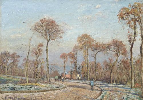 De weg naar Versailles, Louveciennes: Ochtendvorst, Camille Pissarro