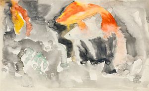 Aquarellzeichnung in Blau und Grün. Fisch-Serie Nr. 5 von Charles Demuth