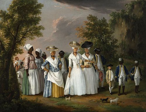 Agostino Brunias. Vrije donkere vrouwen met kinderen en bedienden