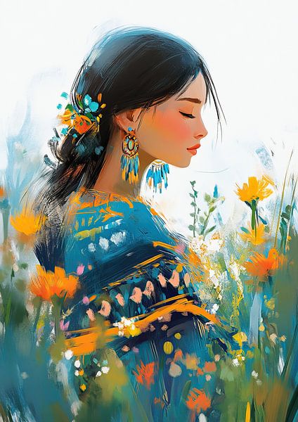 Vrouwen schilderij | Vrouwen oorbel van Zen en Meer