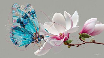 vlinder op bloem van Gelissen Artworks