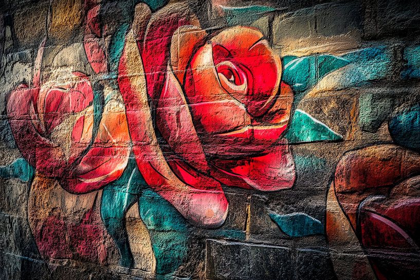 Bloeiende rozenmuur van Poster Art Shop