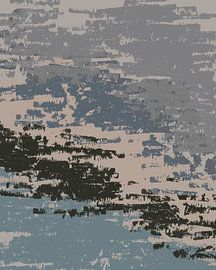 Coups de pinceau dans des couleurs neutres. Art abstrait en bleu, brun, taupe sur Dina Dankers