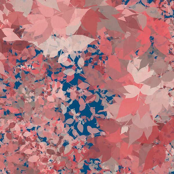 Moderne romantische botanische kunst in roze en blauw van Abstract Minimalist Art