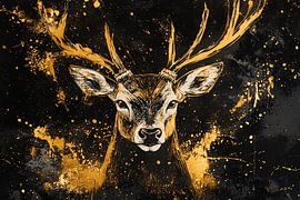 Abstraktes goldenes Hirschmotiv von Art & Soul Creations