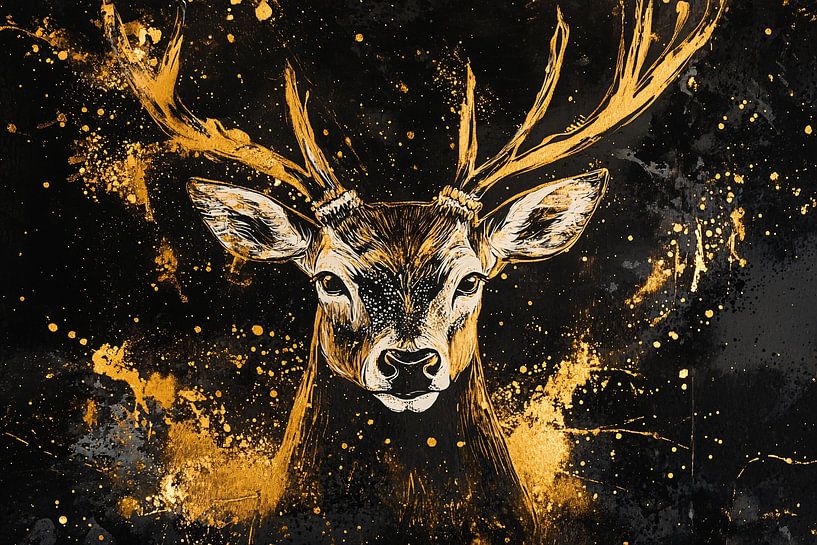 Abstract gold deer design by Art & Soul Creations