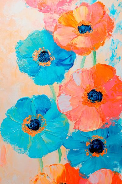 Bunte Blumenmalerei im Aquarellstil von Poster Art Shop