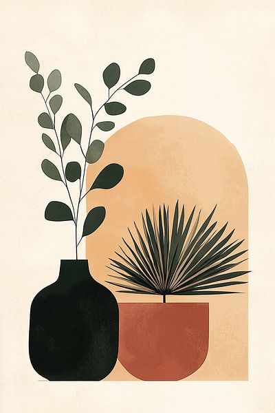 Eucalyptus en Noir et Tarracotta n°1 par Studio BB