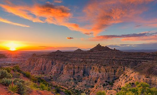 Zonsondergang bij Angel Peak Scenic Area, New Mexico