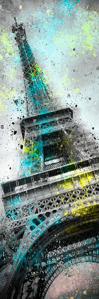 Modern Art Eiffel Tower Splashes No.3 | Panorama by Melanie Viola