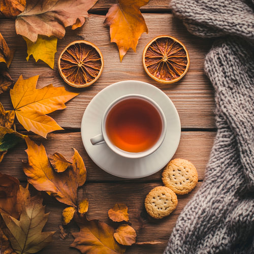 L'heure du thé en automne