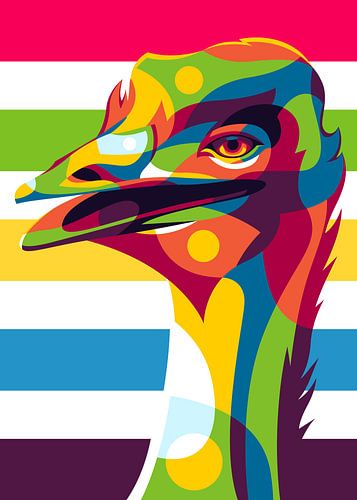 Emoe Vogel Portret in Pop Art Stijl