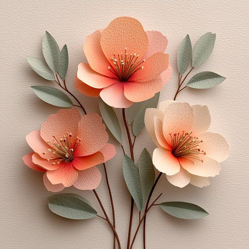 Bloemencompositie – papiercollage met bloemen