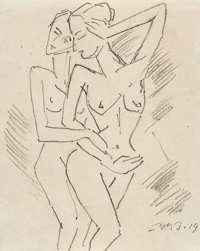 Twee vrouwelijke naakten, Dorothea Maetzel-Johannsen, 1919